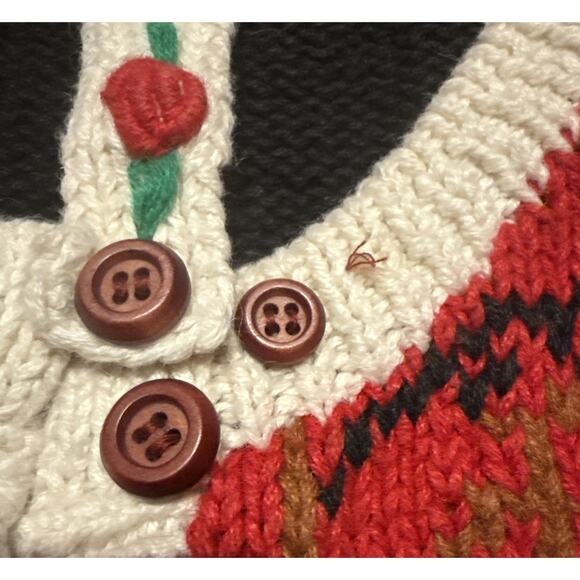 VTG Eagle Eye Americana Sweater Womens Large? Patriotic Flag Hand Knit Cardigan - Picture 9 of 11